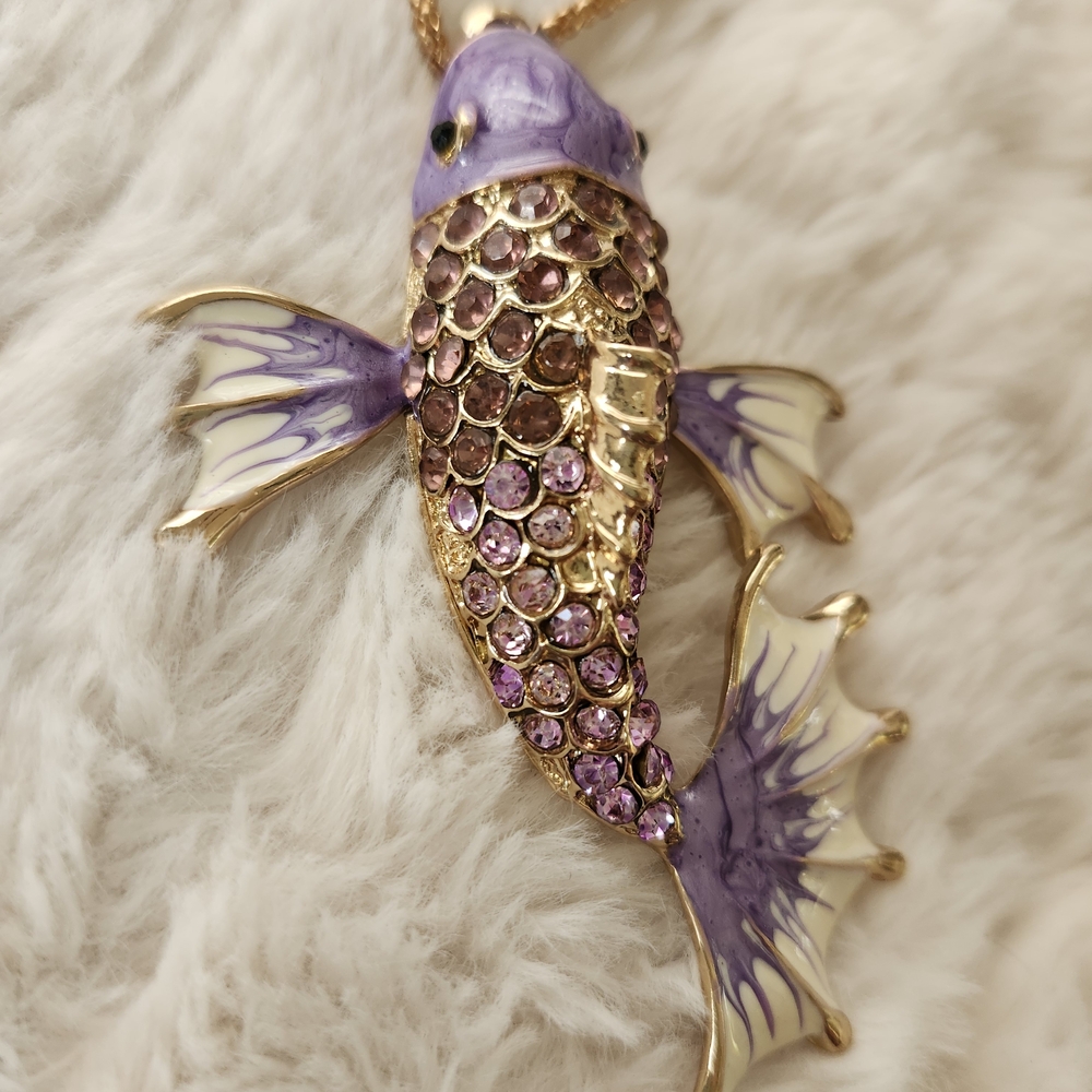 Betsey Johnson Purple and Gold Fish Necklace